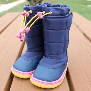 Ten Little Toddler Navy Blue Snow Boots Sz 6